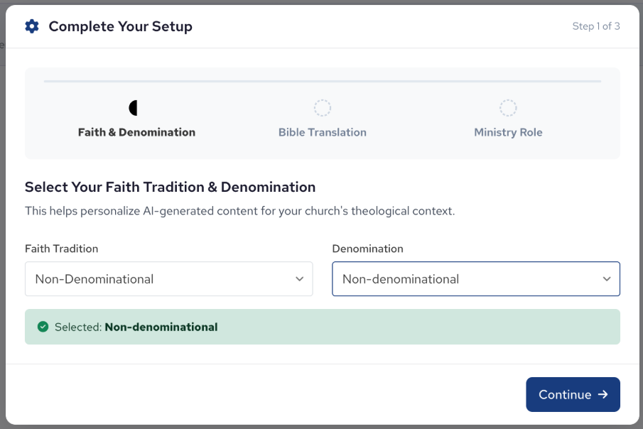 Equip Setup Select Your Faith and Denomination.png